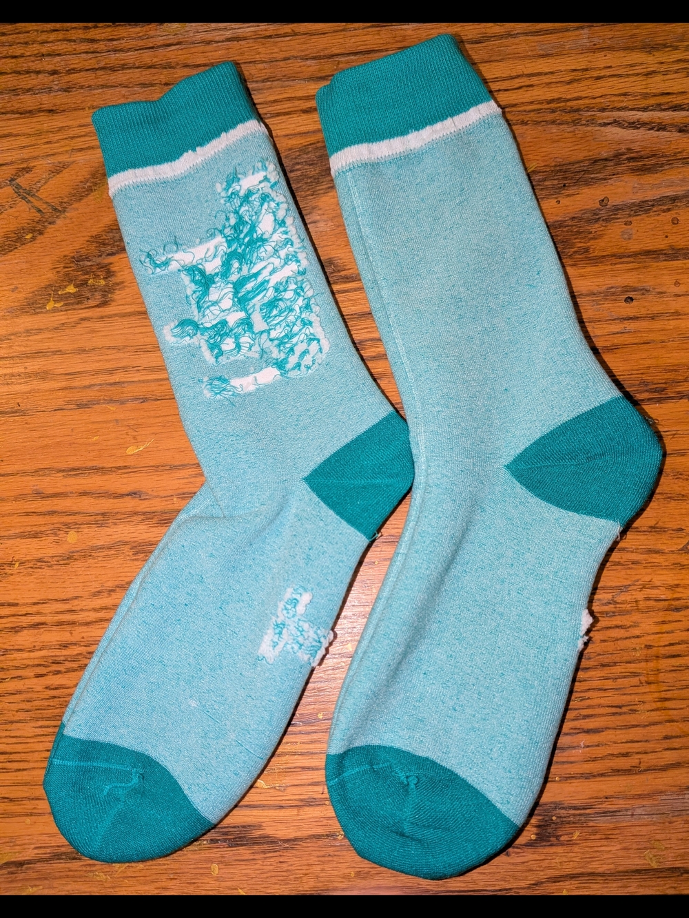 Louis Vuitton Turquoise Logo Crew Socks - Picture 3 of 6
